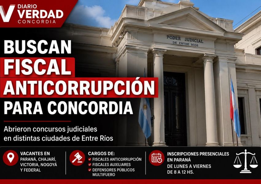 Abren concursos judiciales en Entre Ríos: buscan cubrir un cargo clave en Concordia