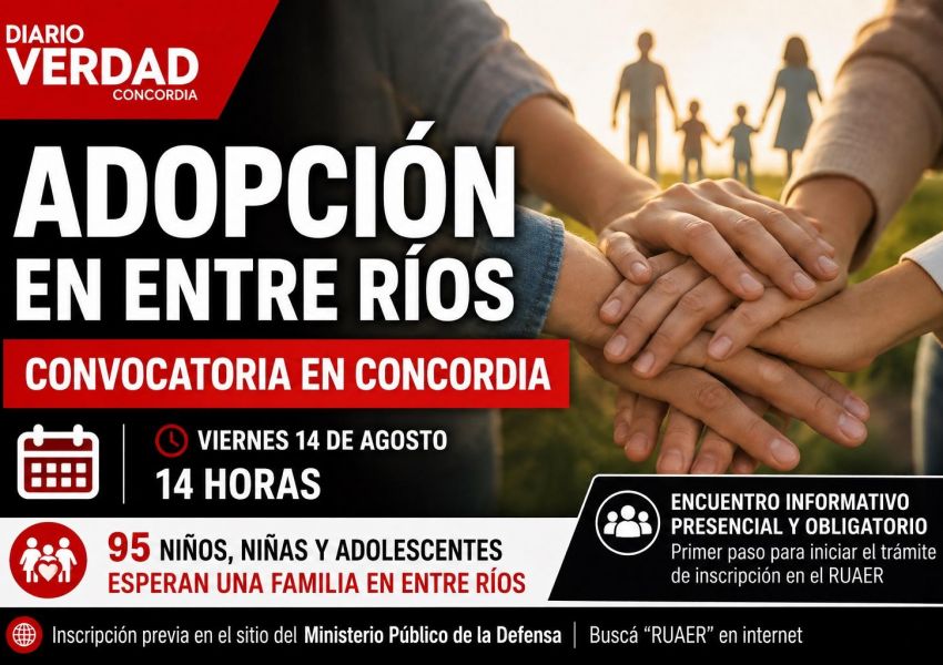 Adopción en Entre Ríos: convocan en Concordia a quienes quieran iniciar el trámite