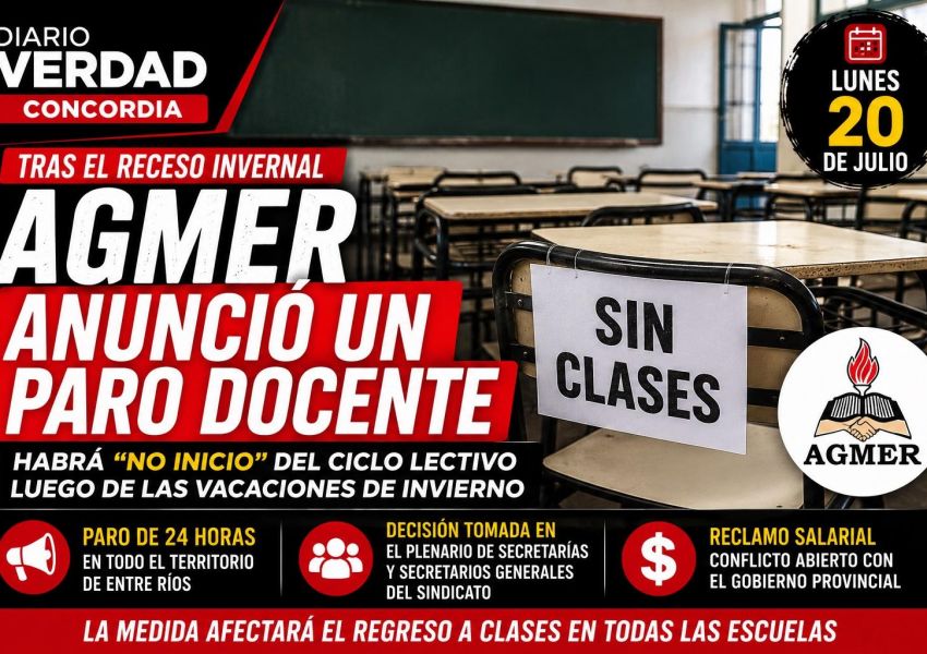 AGMER anunció un paro de 24 horas y habrá 'no inicio' de clases tras el receso invernal