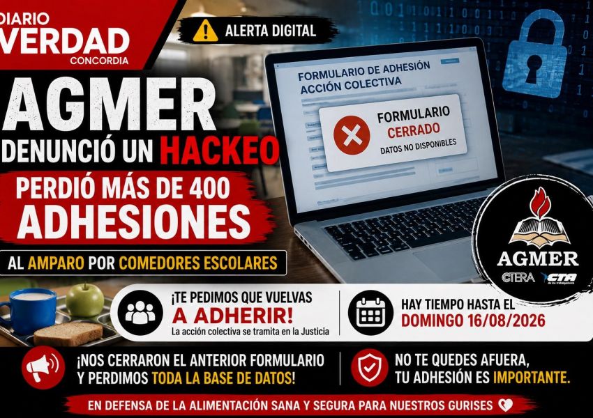 AGMER denunció un hackeo y aseguró que perdió más de 400 adhesiones al amparo por los comedores