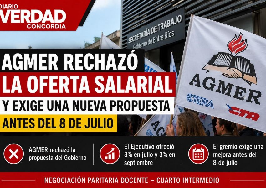 AGMER rechazó la oferta salarial y exige una nueva propuesta antes del 8 de julio