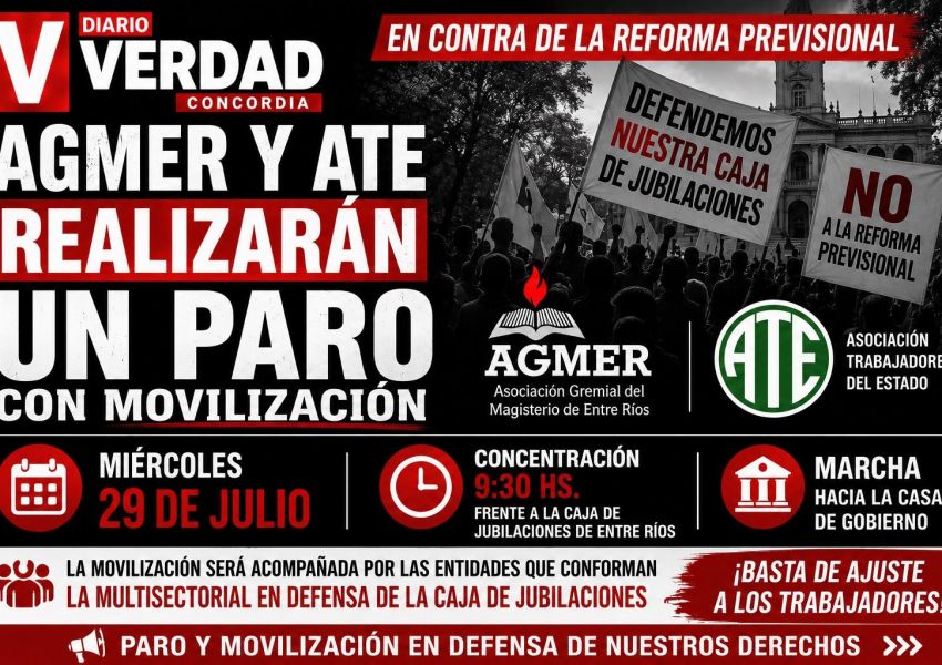 AGMER y ATE confirmaron un paro con movilización contra la reforma previsional