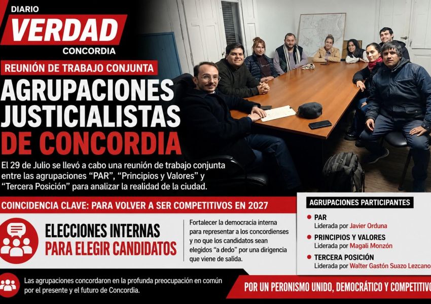 Agrupaciones justicialistas de Concordia se reunieron para analizar la realidad de la ciudad y reclamar internas partidarias