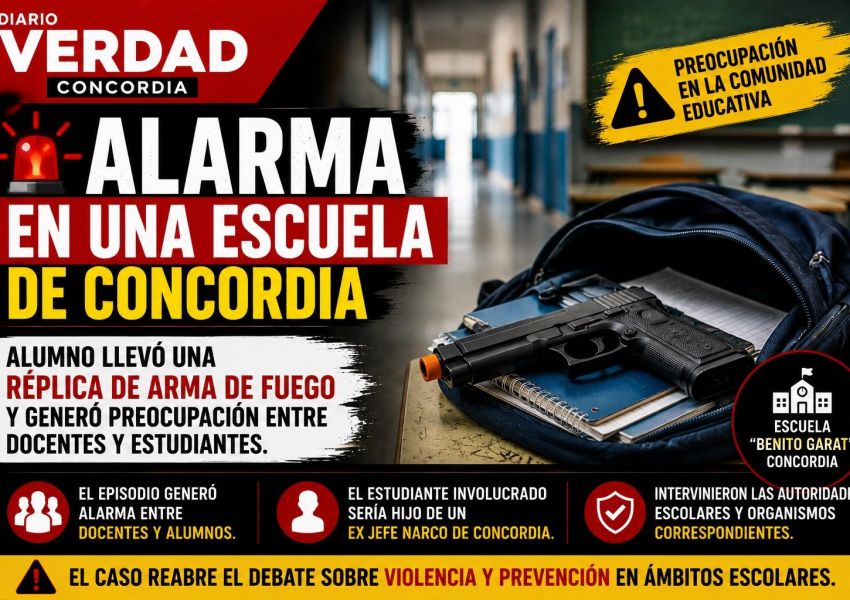 Alarma en una escuela de Concordia: alumno llevó una réplica de arma de fuego