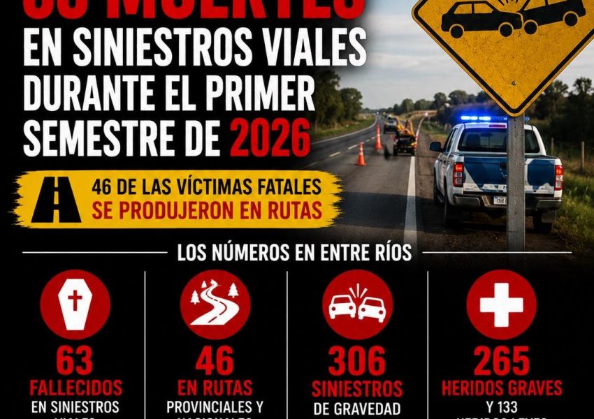 Alarma vial en Entre Ríos: 63 personas murieron en siniestros durante el primer semestre de 2026