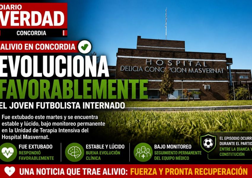 Alivio por el joven futbolista internado en Concordia: fue extubado y evoluciona favorablemente