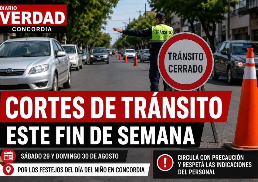 Atención conductores: habrá cortes de tránsito este fin de semana en Concordia por los festejos del Día del Niño