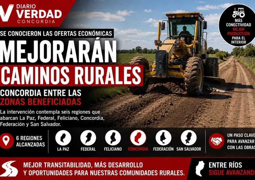 Avanza una nueva etapa para mejorar caminos rurales y Concordia está entre las zonas beneficiadas