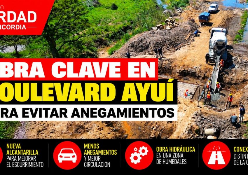 Avanza una obra clave en boulevard Ayuí para evitar anegamientos y mejorar la circulación