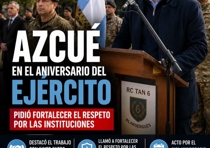 Azcué destacó el rol del Ejército y pidió fortalecer el respeto por las instituciones
