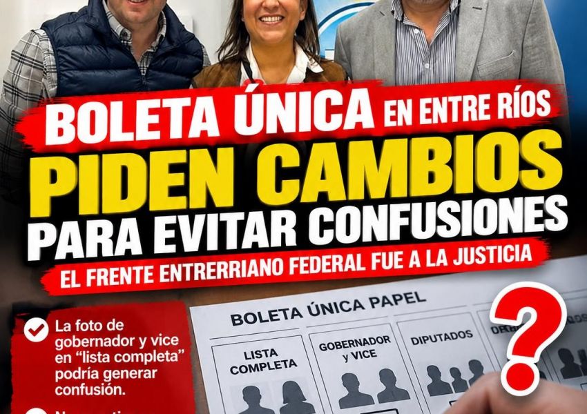 Boleta Única en Entre Ríos: el FEF fue a la Justicia y pide modificar el casillero para votar lista completa