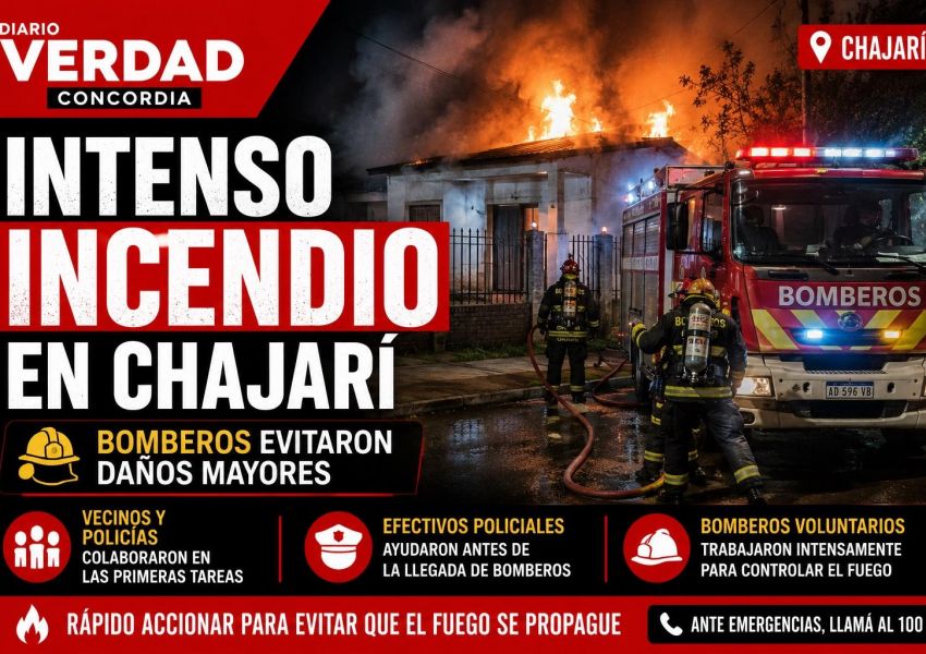 Bomberos combatieron un incendio en una vivienda de Chajarí y evitaron daños mayores