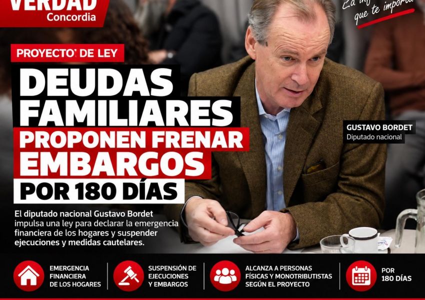 Bordet propone suspender por 180 días embargos y ejecuciones por determinadas deudas familiares