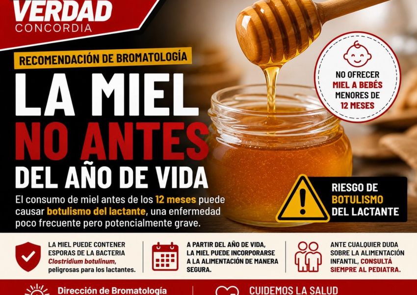 Bromatología recuerda que la miel no debe consumirse antes del año de vida