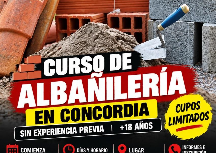 CAFESG abre un curso de albañilería en Concordia: no requiere experiencia previa y los cupos son limitados