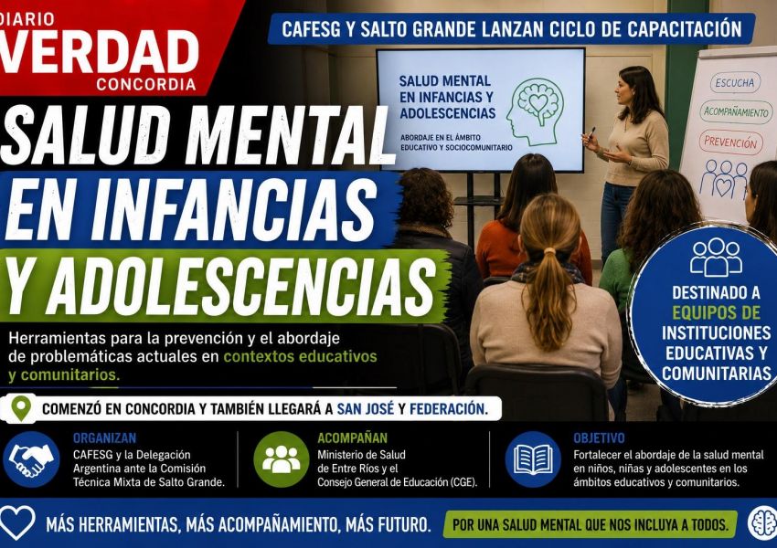 CAFESG y Salto Grande impulsan capacitaciones sobre salud mental en infancias y adolescencias