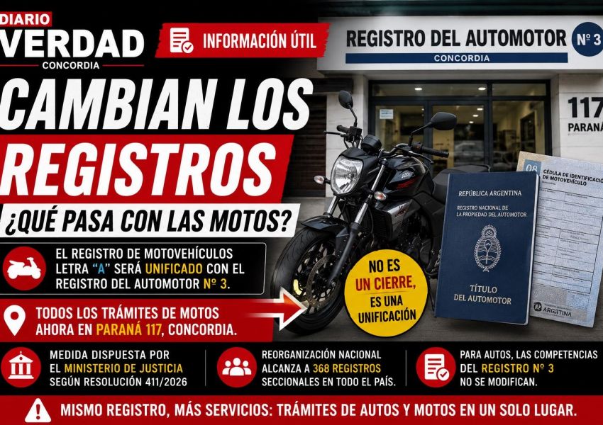 Cambian los Registros del Automotor en Concordia: qué pasará con los trámites de motos