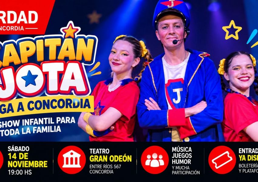 Capitán Jota llega a Concordia con un show para disfrutar en familia