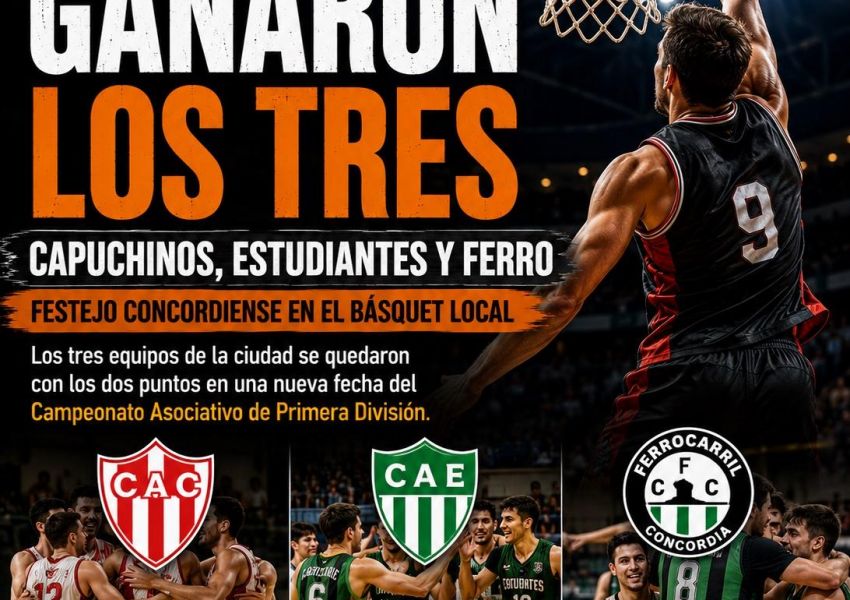Capuchinos, Estudiantes y Ferro festejaron en una nueva jornada del básquet concordiense