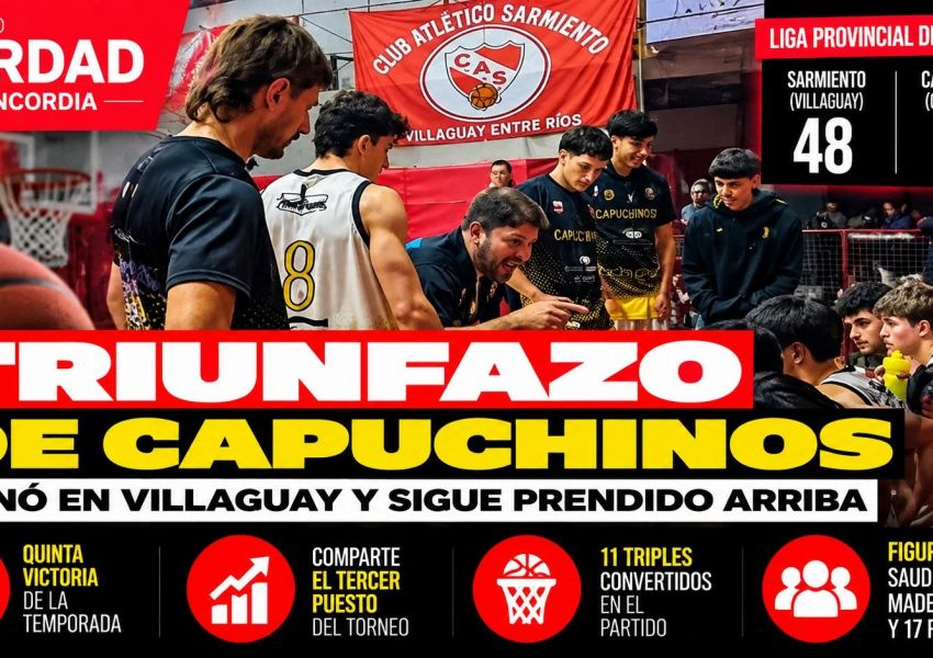 Capuchinos logró un triunfazo en Villaguay y se prende en los primeros puestos