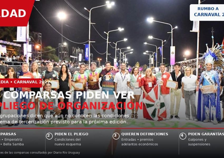 Carnaval 2027: las comparsas piden conocer las condiciones de la tercerización