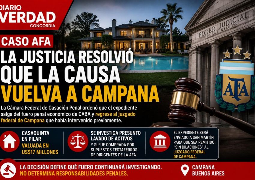 Caso AFA: la Justicia ordenó que la causa por la millonaria casaquinta de Pilar vuelva al fuero federal de Campana