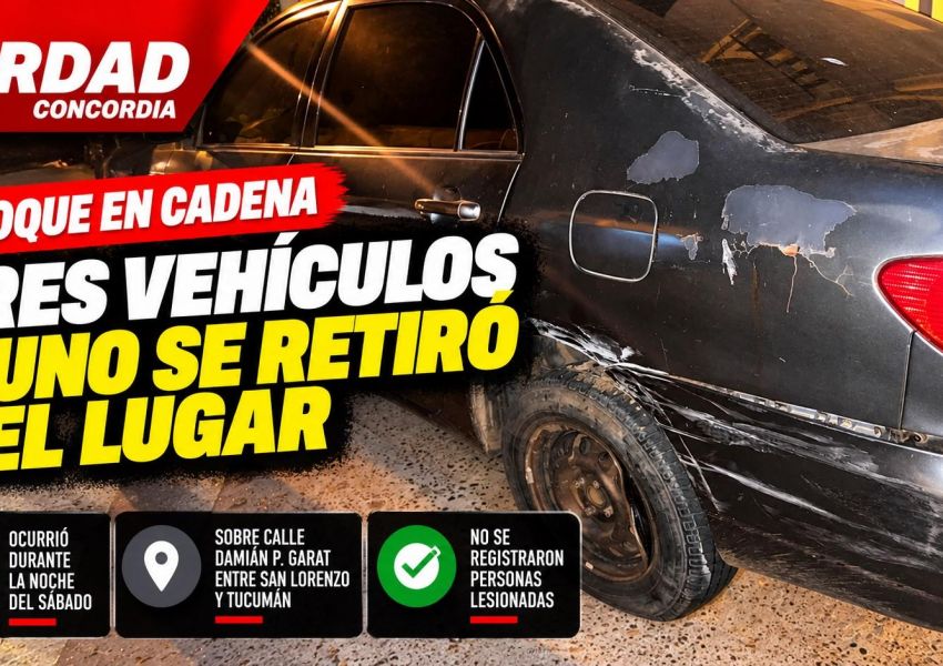 Choque en cadena en Concordia: uno de los vehículos involucrados se retiró del lugar