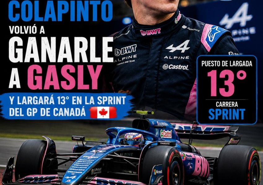 Colapinto volvió a superar a Gasly y largará 13° en la Sprint del GP de Canadá