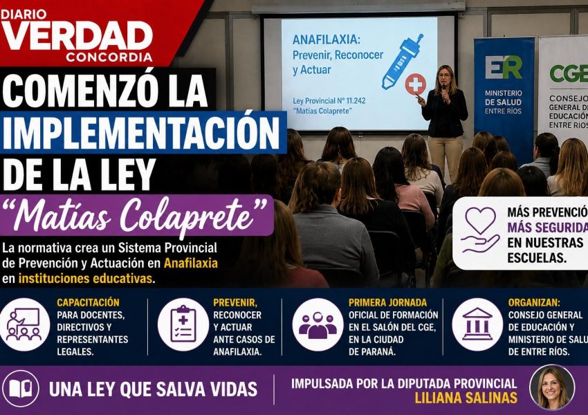 Comenzó la implementación de la Ley 'Matías Colaprete' para prevenir casos de anafilaxia en las escuelas