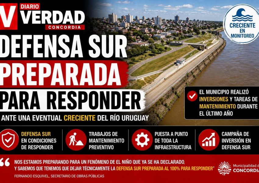 Cómo funciona la Defensa Sur ante una creciente del río Uruguay y qué trabajos realizó el Municipio