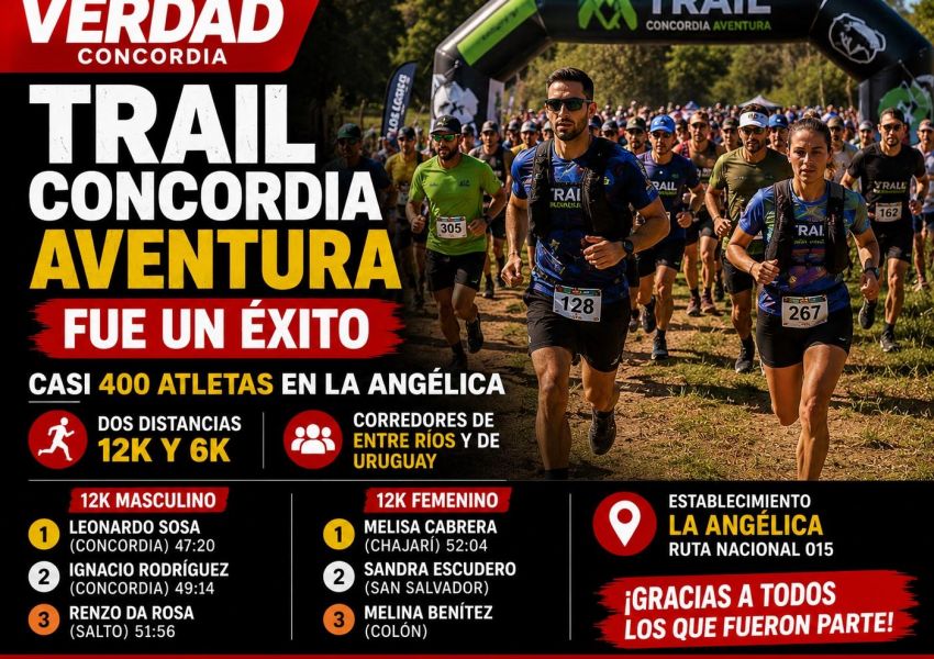 Con casi 400 atletas, el Trail Concordia Aventura fue un éxito en La Angélica