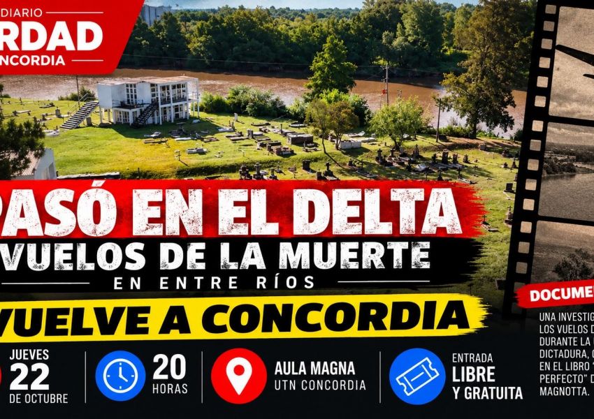 Con entrada gratuita, vuelve a Concordia el documental sobre los “vuelos de la muerte” en Entre Ríos