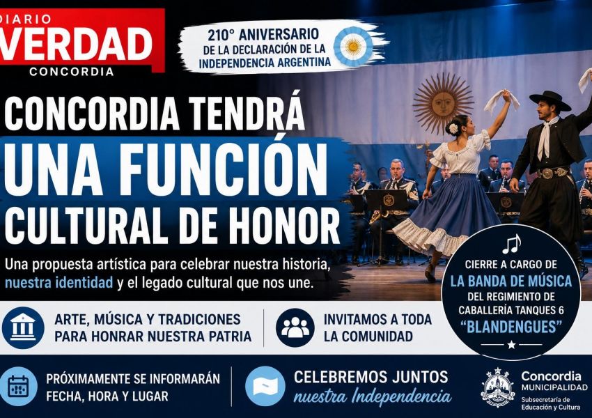 Concordia celebrará el Día de la Independencia con una Función Cultural de Honor