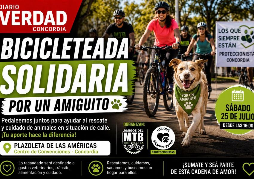 Concordia: este sábado realizarán una bicicleteada solidaria para ayudar al rescate de animales