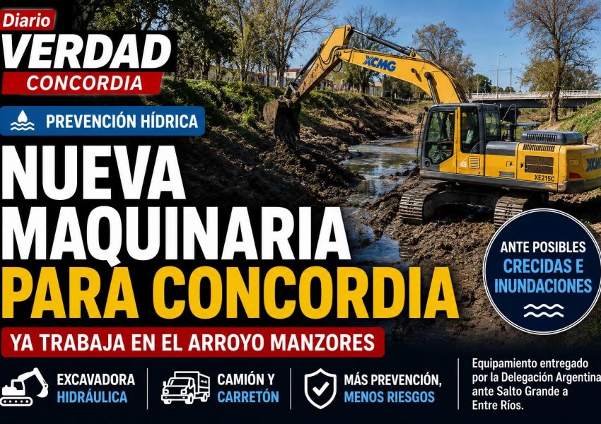 Concordia refuerza la prevención ante posibles crecidas: nueva maquinaria ya trabaja en el arroyo Manzores