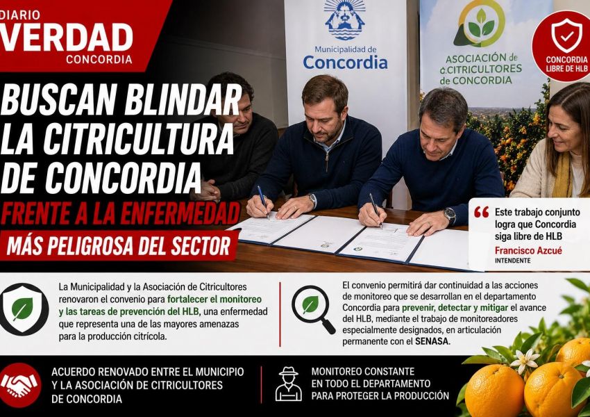 Concordia refuerza la prevención contra el HLB para proteger la producción citrícola