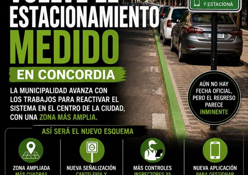 Concordia se prepara para el regreso del estacionamiento medido con más cuadras incluidas