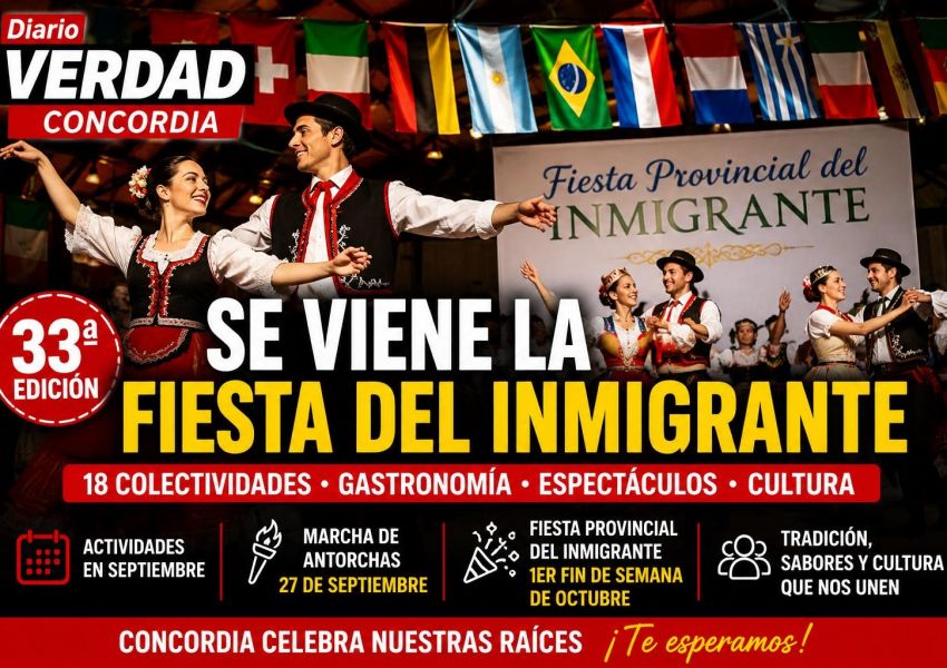 Concordia se prepara para la 33ª Fiesta Provincial del Inmigrante: fechas y actividades confirmadas