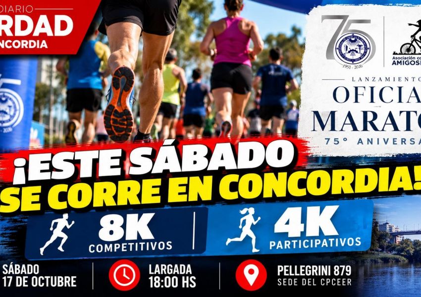 Concordia se prepara para la Maratón 75° Aniversario: se correrá este sábado con pruebas de 8 y 4 kilómetros
