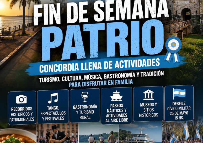 Concordia se prepara para un fin de semana patrio con turismo, música, gastronomía y desfiles