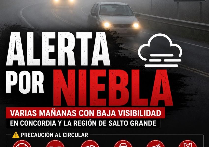 Concordia seguirá bajo niebla: advierten por baja visibilidad durante varias mañanas