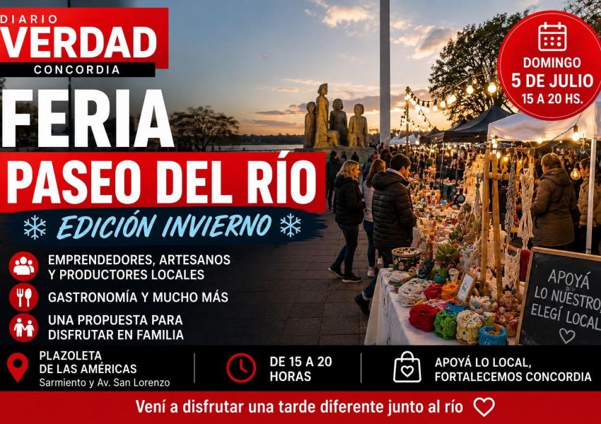 Concordia tendrá una nueva edición invernal de la Feria Paseo del Río este domingo