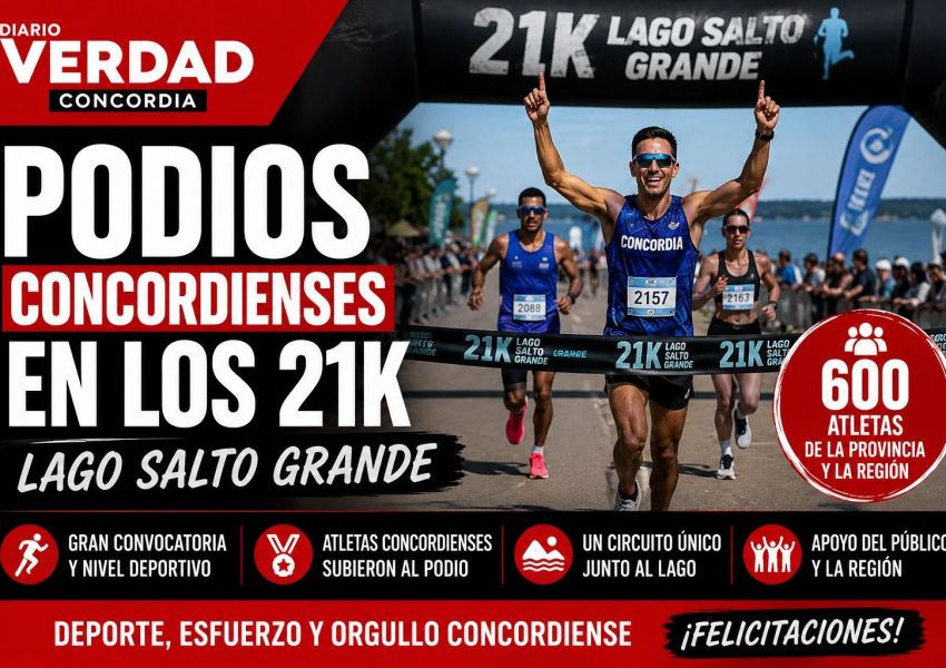Concordienses brillaron en los 21K Lago Salto Grande y hubo podios locales