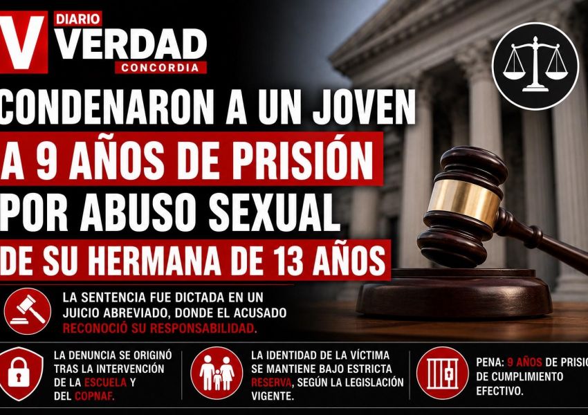 Condenaron a 9 años de prisión a un joven por abusar sexualmente de su hermana menor