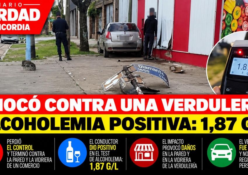 Conducía alcoholizado, perdió el control y chocó contra una verdulería en Concordia
