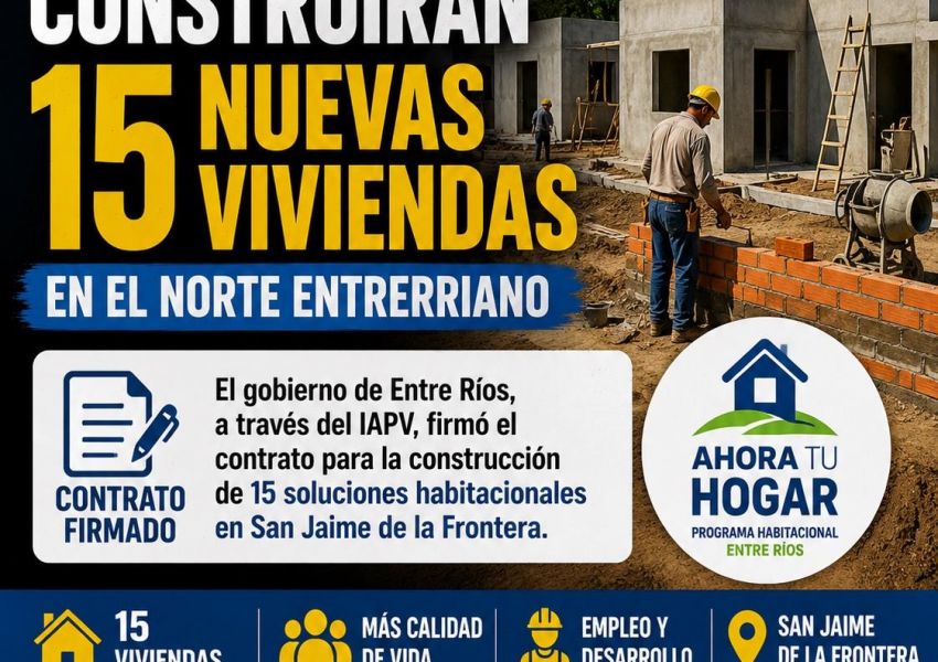 Construirán 15 nuevas viviendas en el norte entrerriano