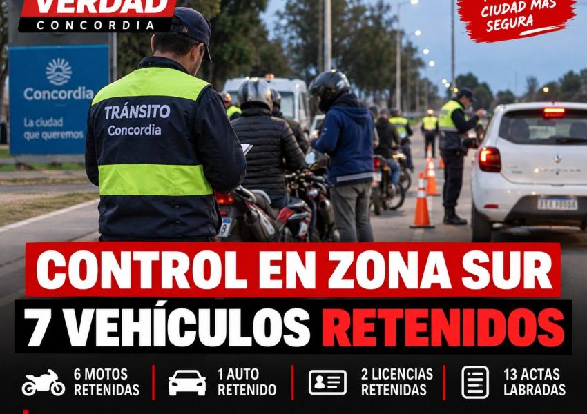 Control en la zona sur de Concordia: retuvieron seis motos, un auto y dos licencias
