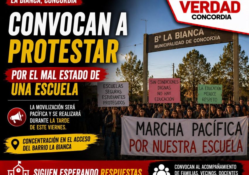 Convocan a una marcha por el estado de la Escuela Artigas en La Bianca