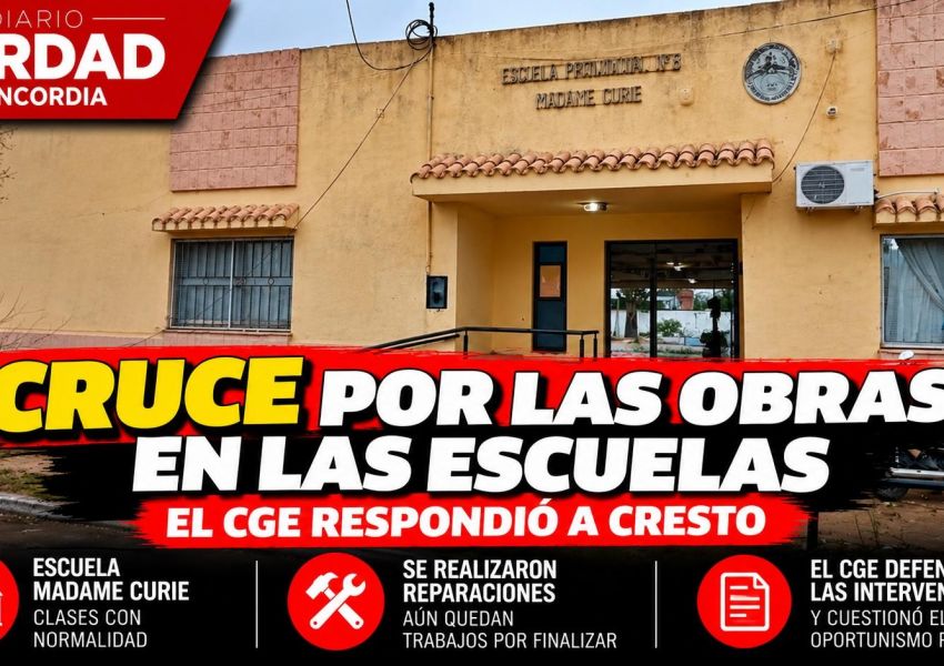 Cruce por las obras en escuelas de Concordia: desde el CGE acusaron a Cresto de “oportunismo político”