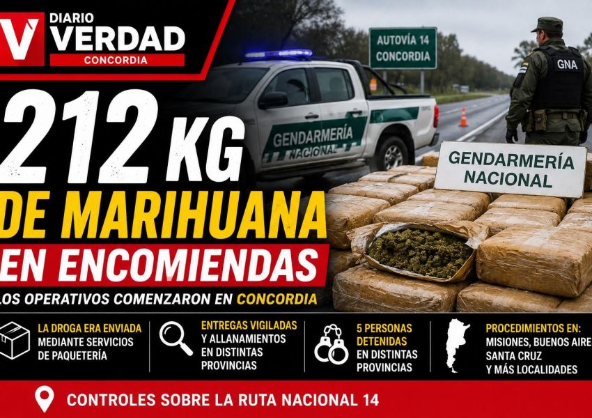 Detectaron 212 kilos de marihuana en encomiendas: los operativos comenzaron en Concordia